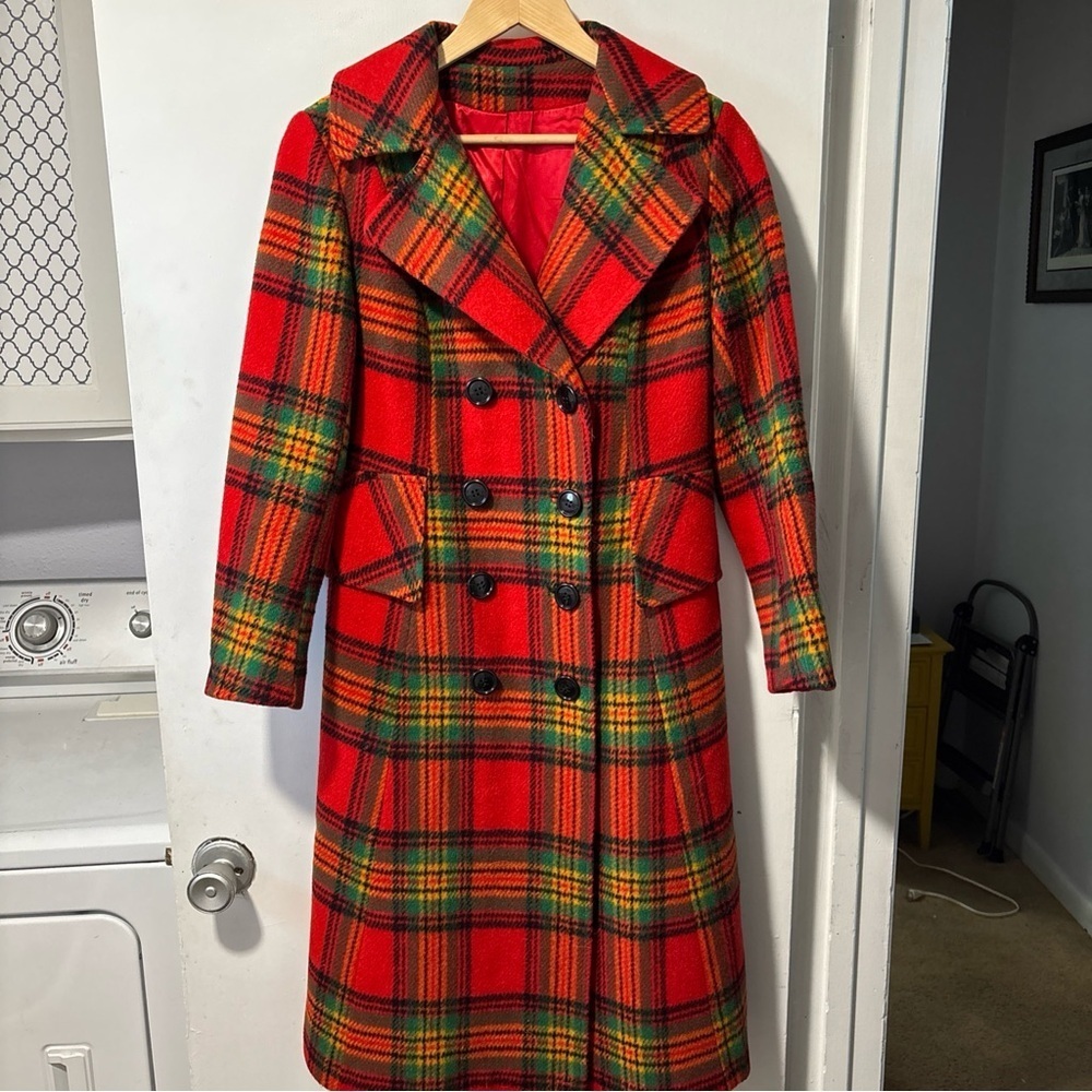 Vintage 1950โs Tartan Plaid Saks Fifth Avenue Young Dimension Wool Coat Overcoat